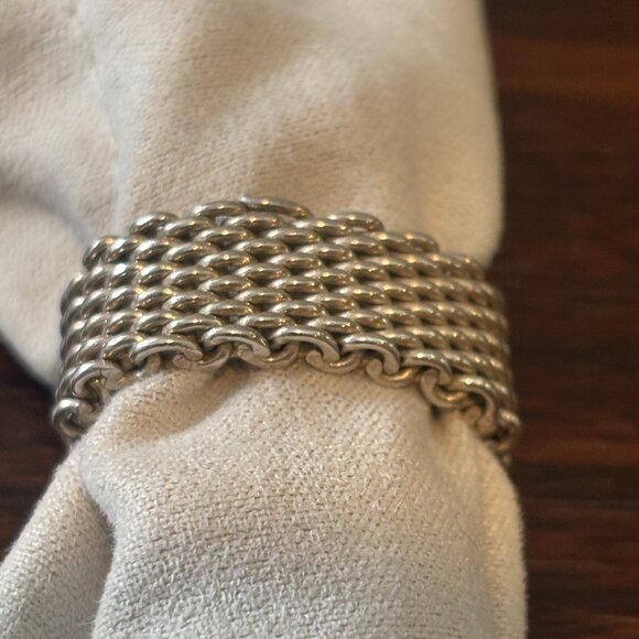 Auth Vintage Tiffany & Co Somerset Mesh Ring Sz 6.5 - Picture 3 of 9